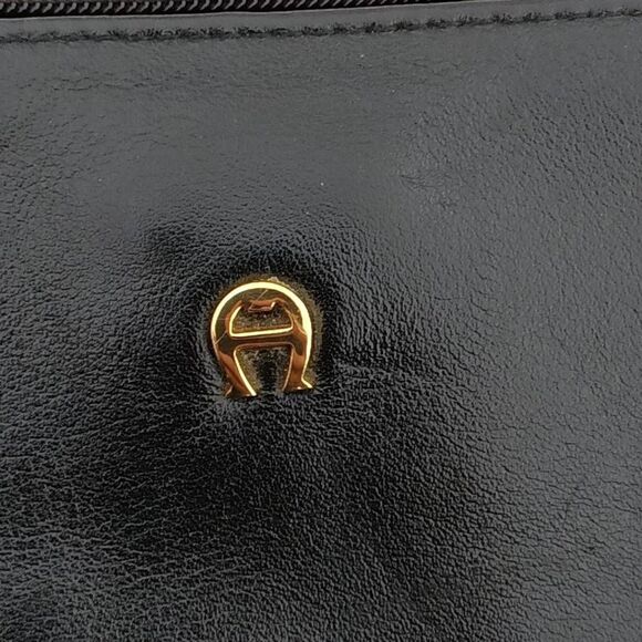 Etienne Aigner Women's Genuine Leather Dual Handle Straps Shoulder Bag Black - Picture 4 of 7